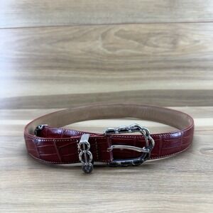 Brighton Womens Belt Size Medium 30 Red Croc Embossed Leather South Western